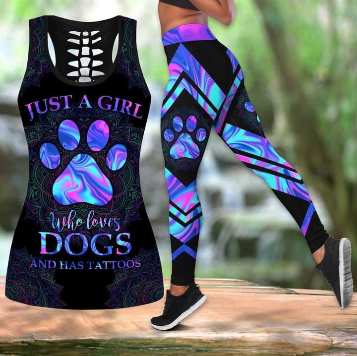 Dog Paw Tank Top And Leggings Just A Girl Who Loves Dogs PAN3DSET0093