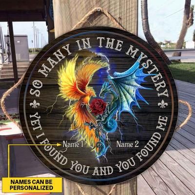 Personalized Gift For Couple Dragon Pheonix Wood Circle Sign So Many