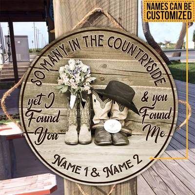 Personalized Gift For Couple Cowboy Cowgirl Wood Circle Sign So Many
