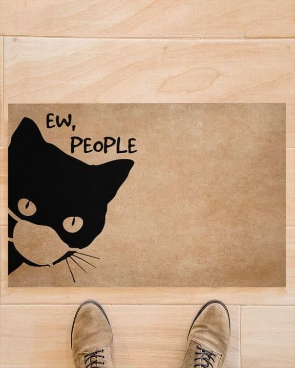 Cat Wearing Mask Doormat Ew People PANDM0018