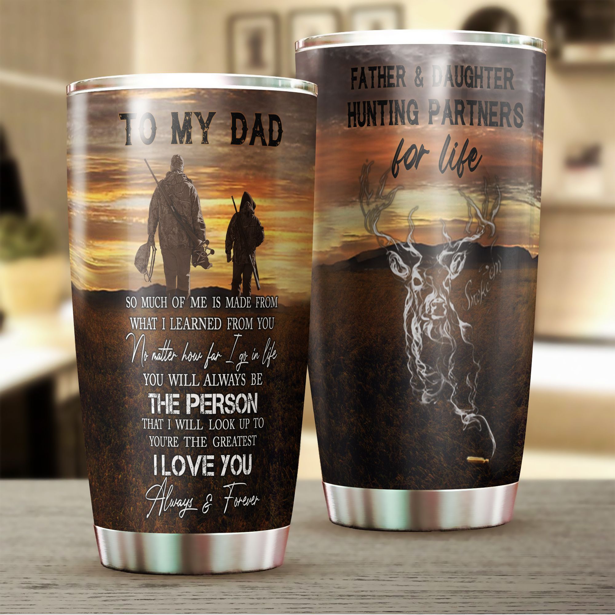 Gift For Dad From Daughter Father And Daughter Hunting Partners For Life Deer Hunting Tumbler PAN