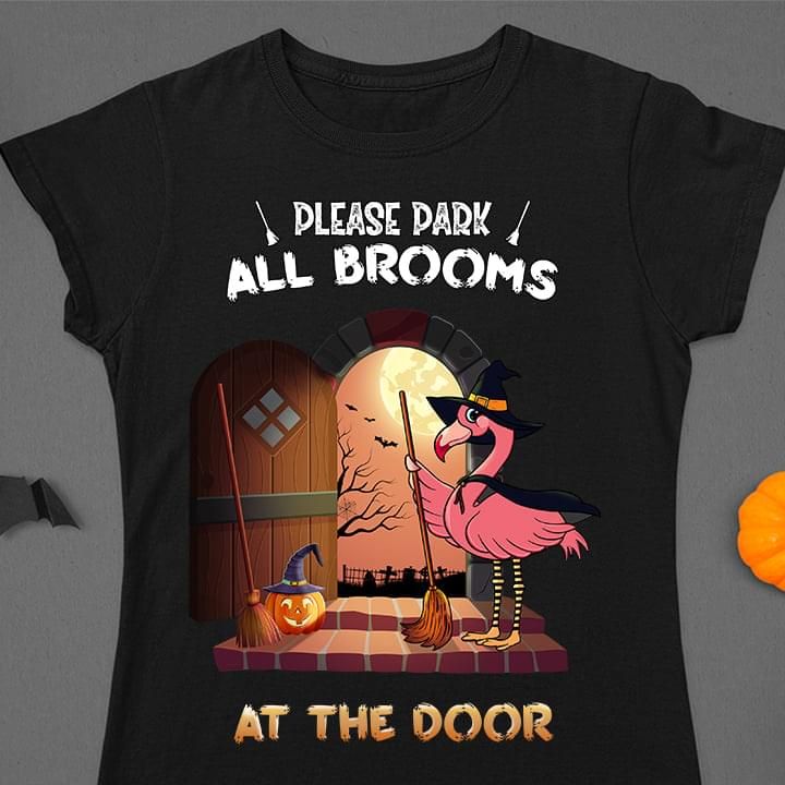 Duck Cartoon T-shirt Please Dark All Brooms At The Door