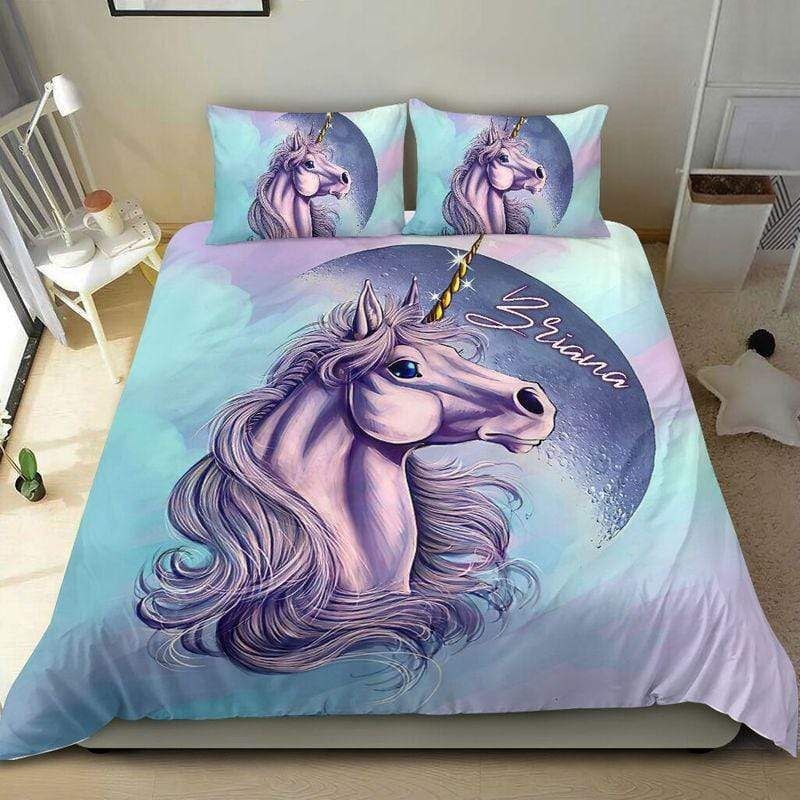 Personalized Pastel Unicorn Magic Custom Name Duvet Cover Bedding Set