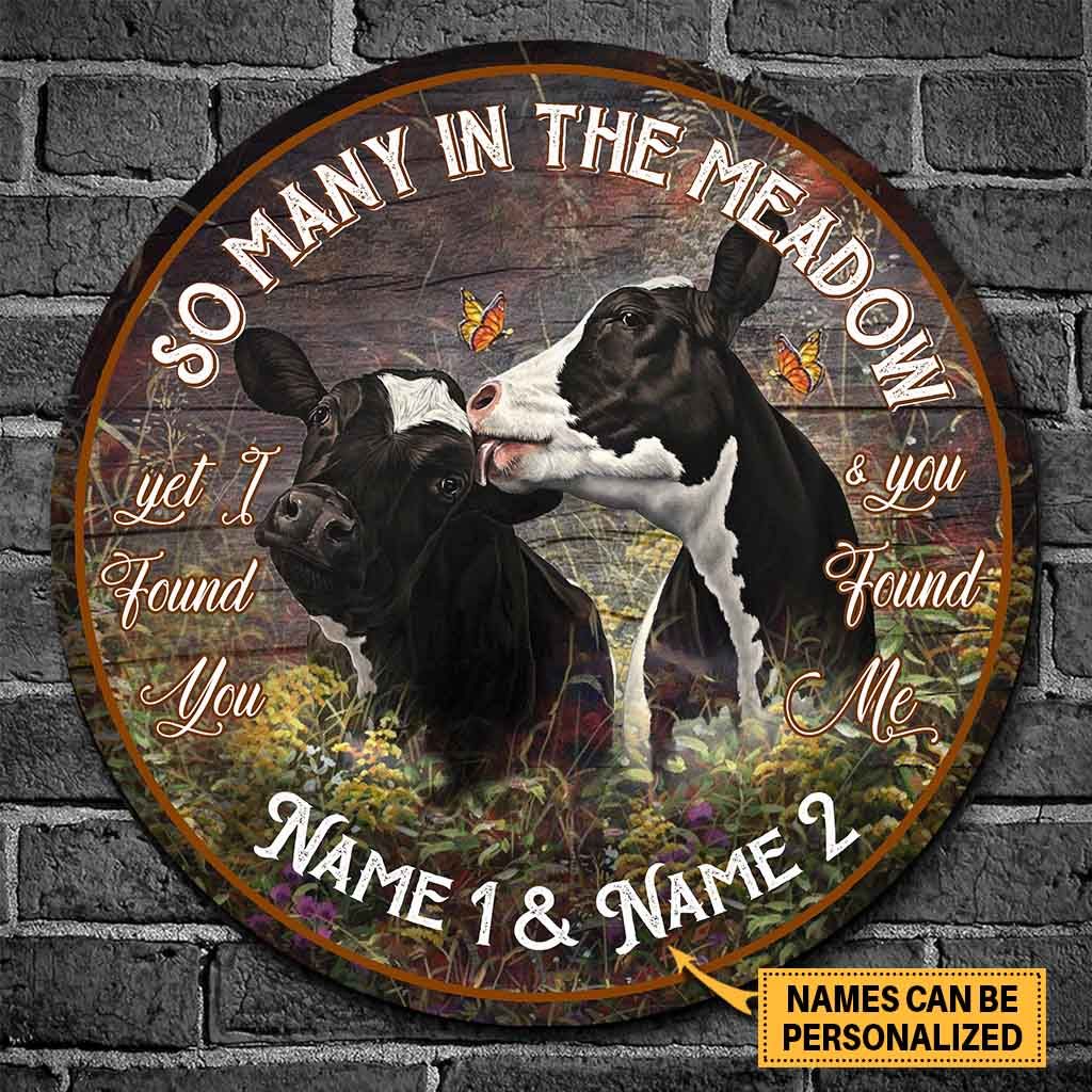 Personalized Gift For Couple Cow Wood Circle Sign So Many