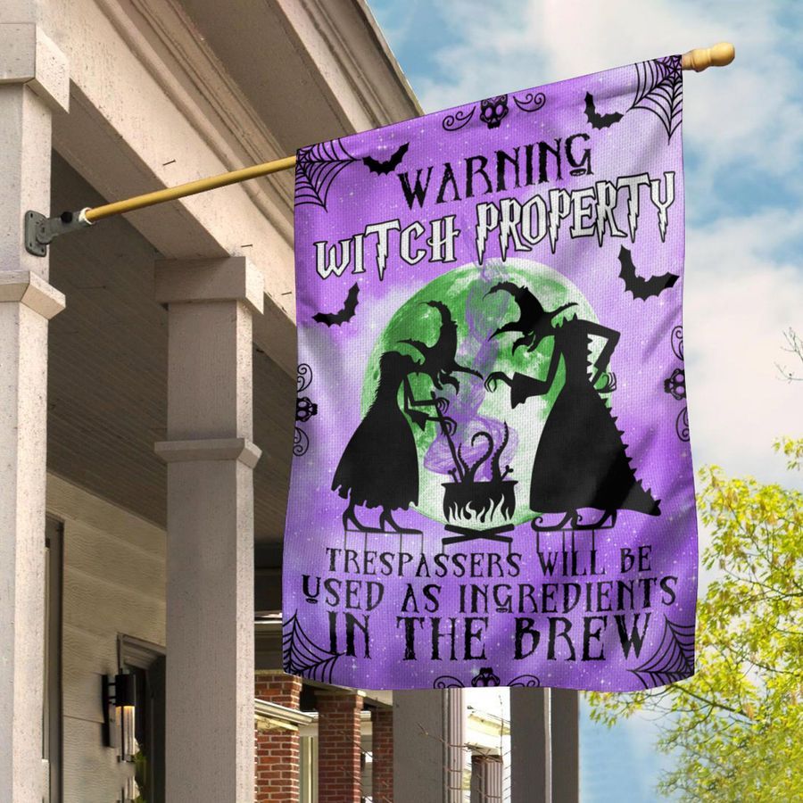 Witch Halloween Flag Warning Witch Property