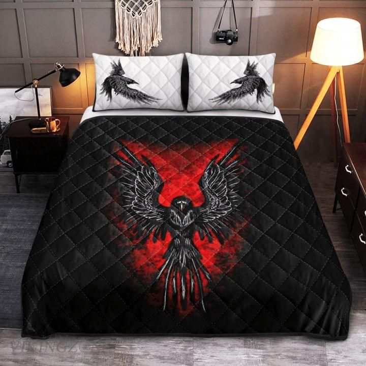 Eagle Mystery Red Black Quilt Set
