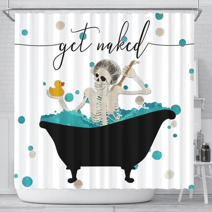 Skeleton On Bathroom Shower Curtain Get Naked