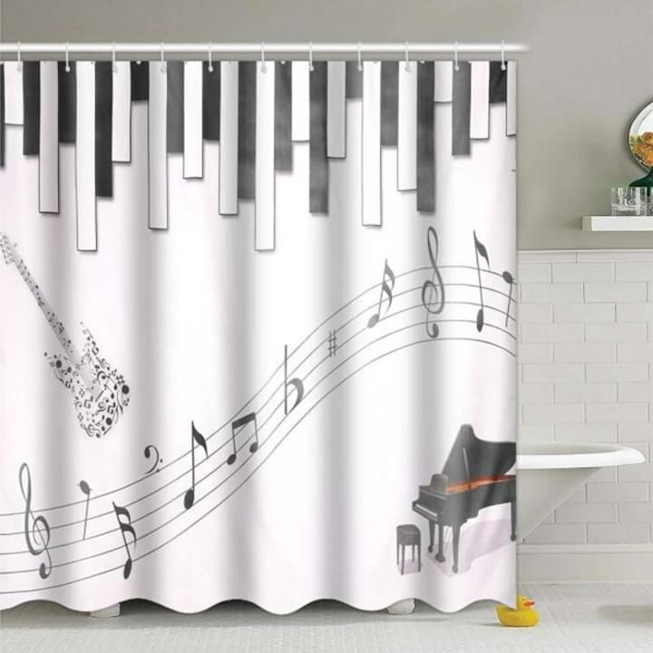 Musical Piano Guitar Shower Curtain