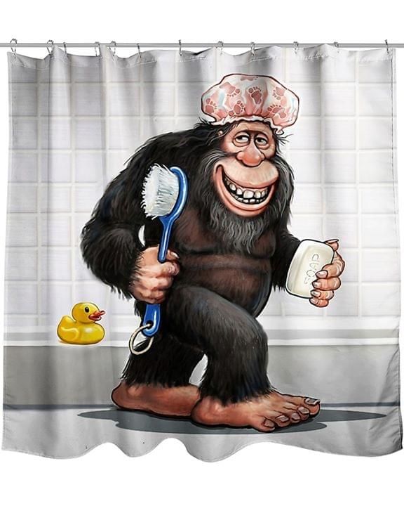 Gorilla Funny On Bathroom Shower Curtain