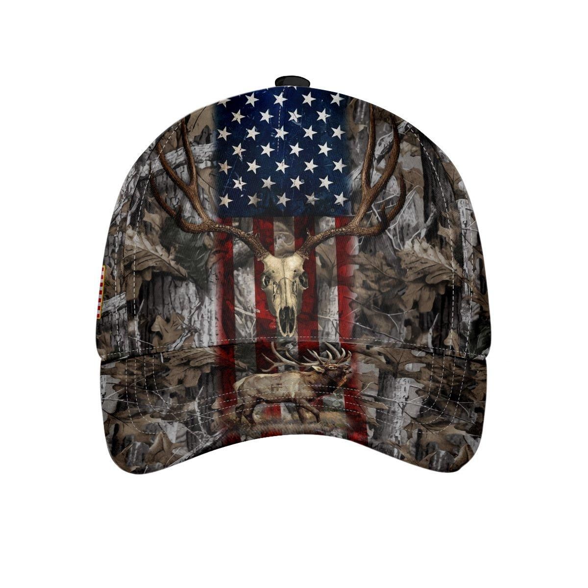 Deer Hunter With American Flag Custom Cap