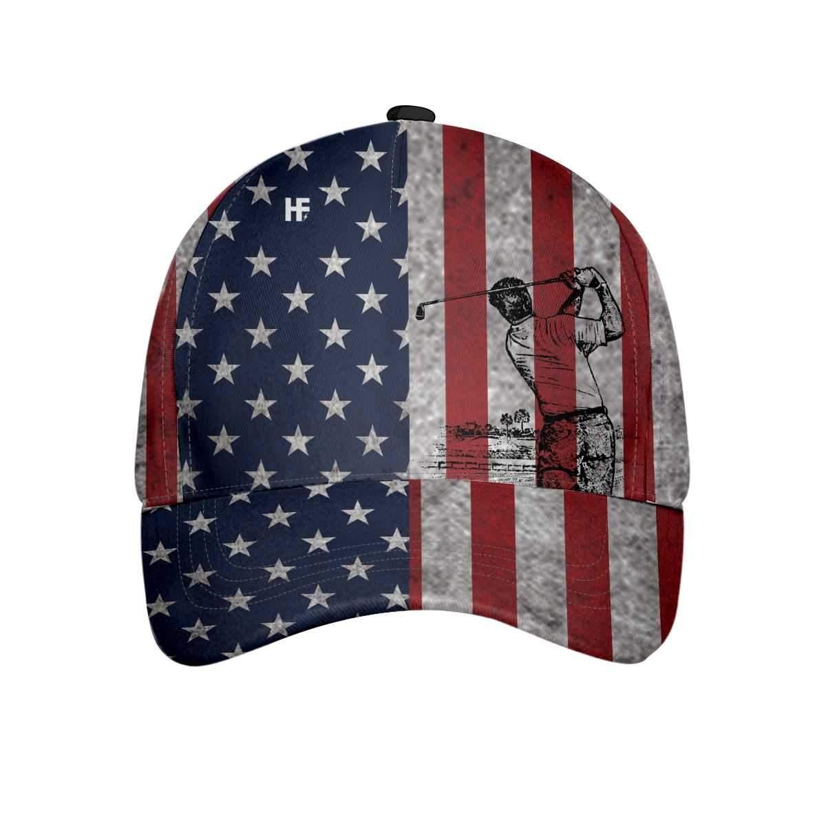 Vintage Art Patriotic American Flag Golfer Cap