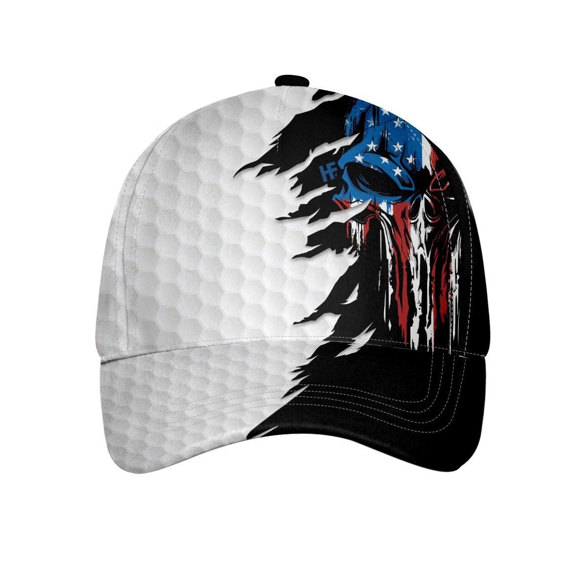 Patriotic American Flag Skull Ripped Cap