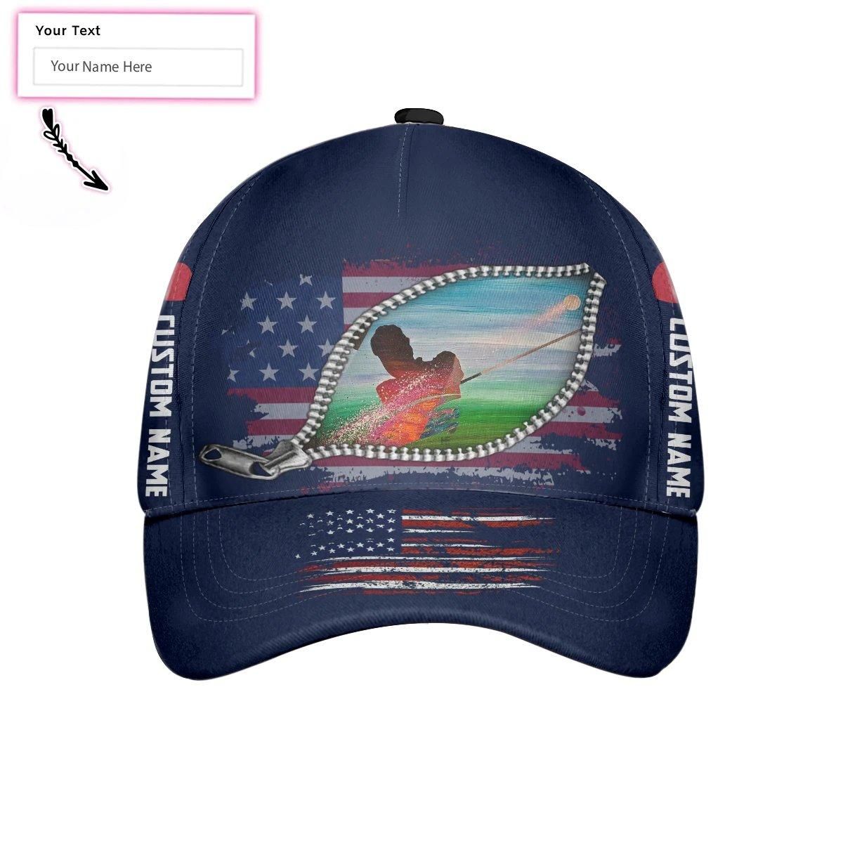 American Golfer Unique Zipper Abstract Art Custom Cap