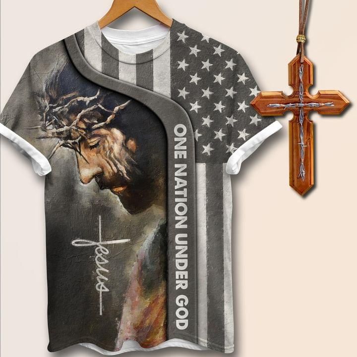 Cross Christian Jesus T-shirt One Nation Under God