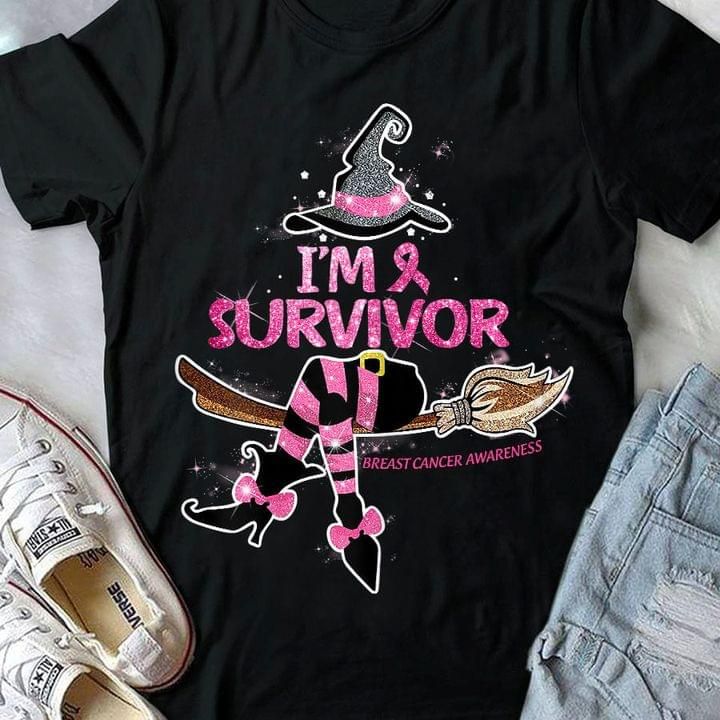 Witch Sparkling Breast Cancer 3D T-shirt I'm Survivor