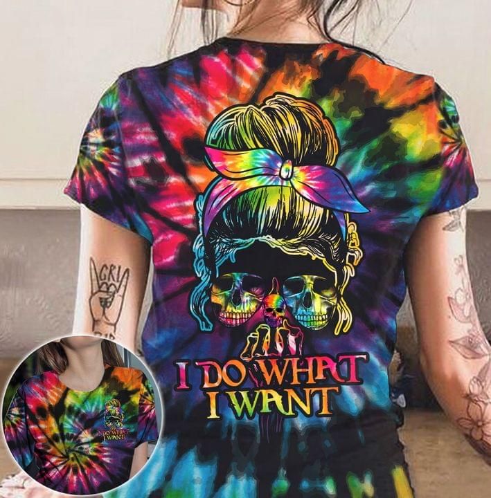 Colorful Skull Girl T-shirt I Do What I Want PAN3TS0038