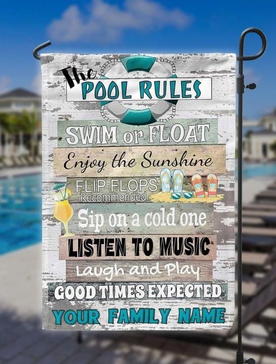 Personalized Pool Garden Flag The Pool Rules Swim Or Float