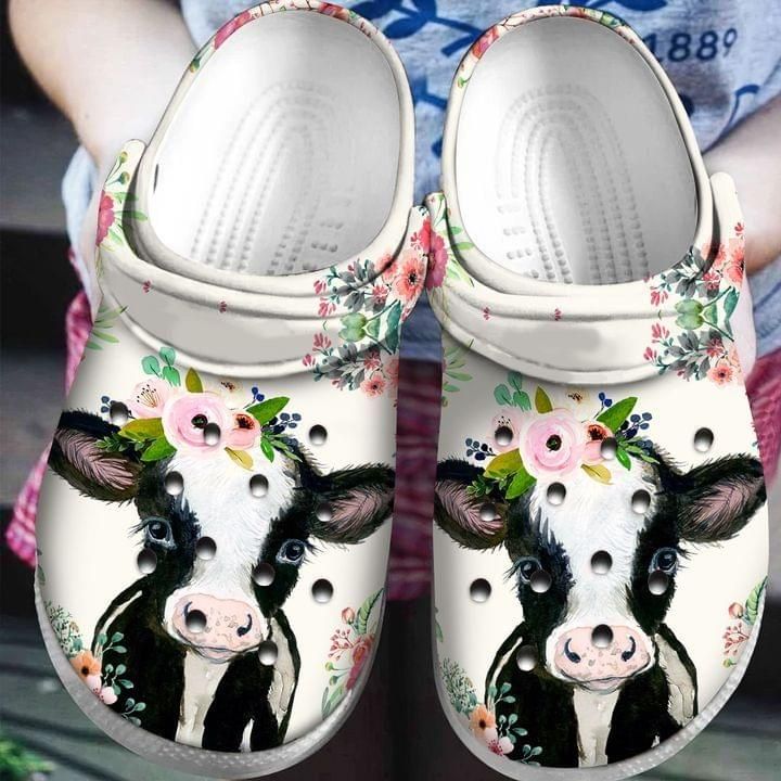Funny Cow Flower Crocs Classic Clogs Shoes PANCR0210