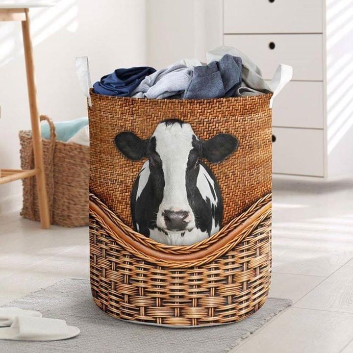 Black & White Cow Laundry Basket PANLDBK001