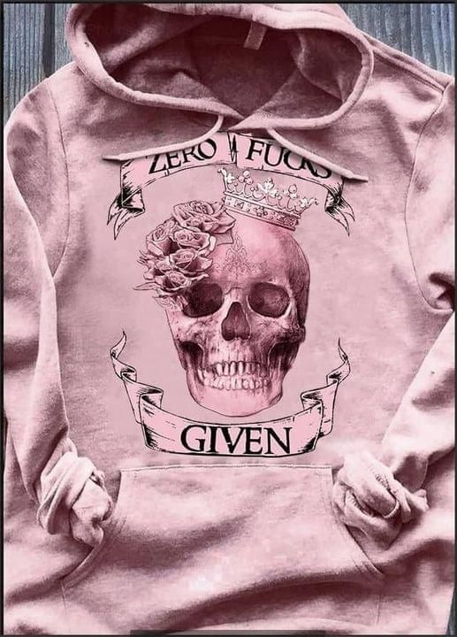 Skull Queen Pink 2D Hoodie Zero Fucks Given PAN2HD0040