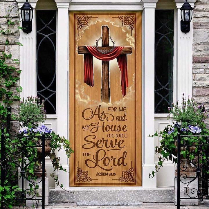 Christian Cross Door Cover As For Me And My House We Will Serve