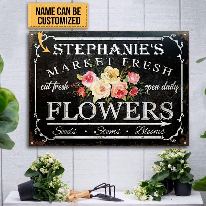 Personalized Flowers Metal Sign Market Fresh PANMS014