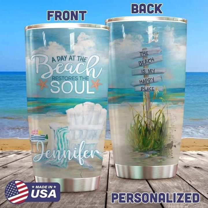 Personalized Beach Tumbler A Day At The Beach Restores The Soul