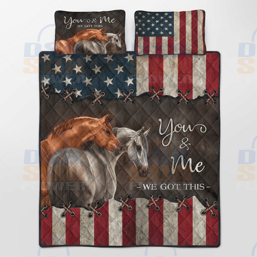Gift For Couple Horse Quilt Set You & Me We Got This