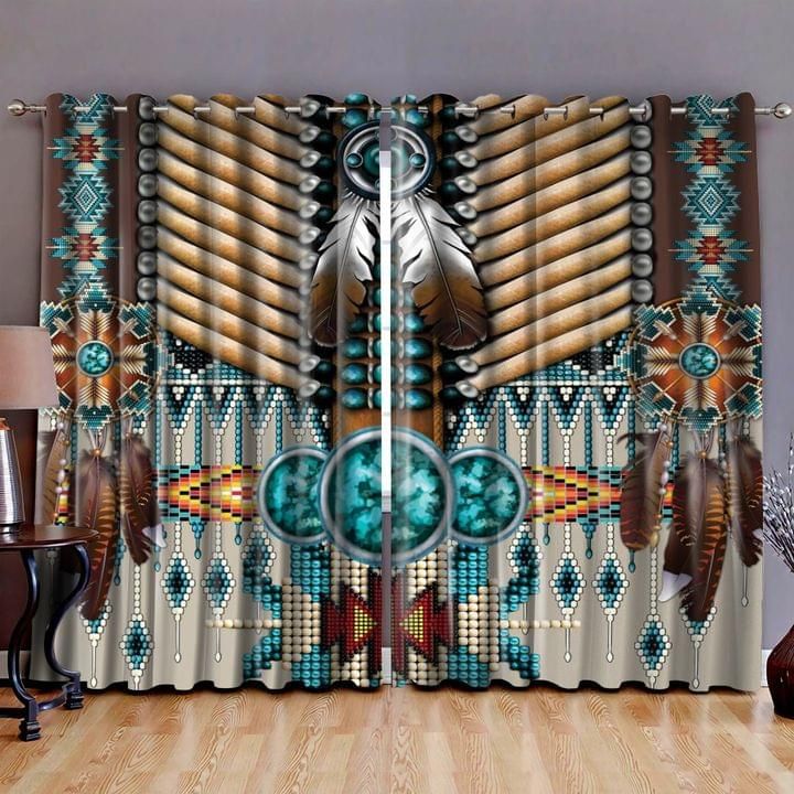 Native Feather Pattern Window Curtain
