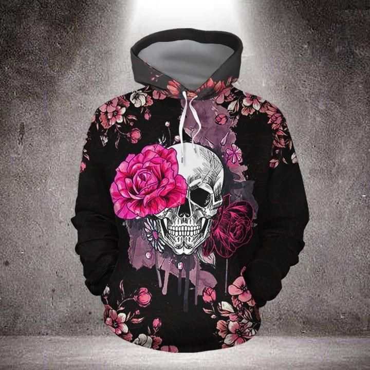 Skull Flower Romantic 3D Hoodie