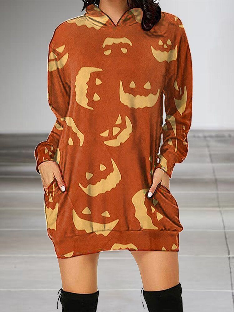 Funny Pumpkin Halloween Hoodie Dress