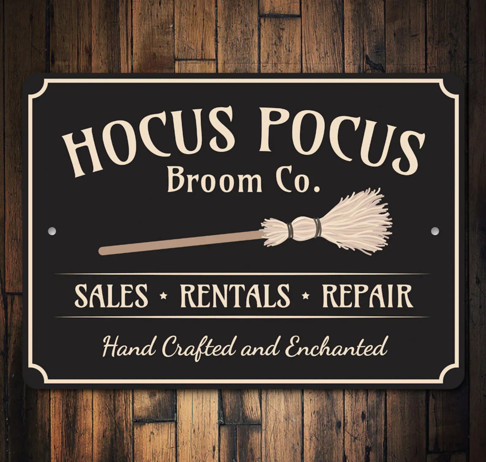 Witch Boom Metal Sign Hocus Pocus Sales Rentals Repair