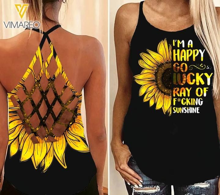Sunflower Criss Tank Top I'm A Happy Go Lucky Ray Of Fucking Sunshine PAN