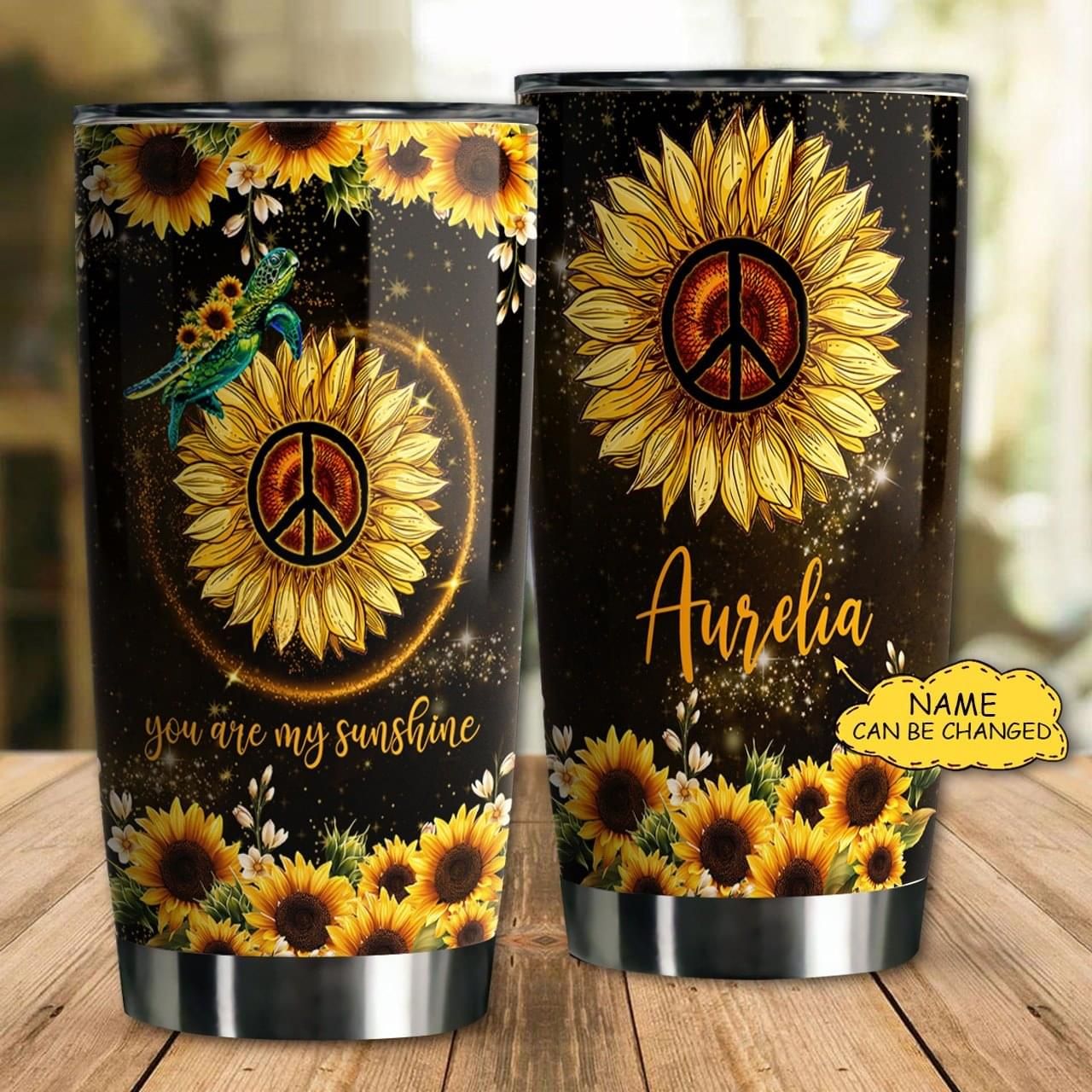 Personalized Sunflower Hippie Tumpler You Are My Sunshine