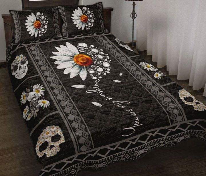 Skull Daisy Quilt Set You Are My Sunshine