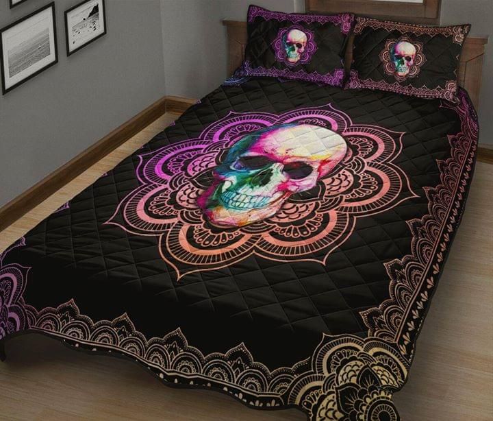 Skull Rainbow Mandala Quilt Set