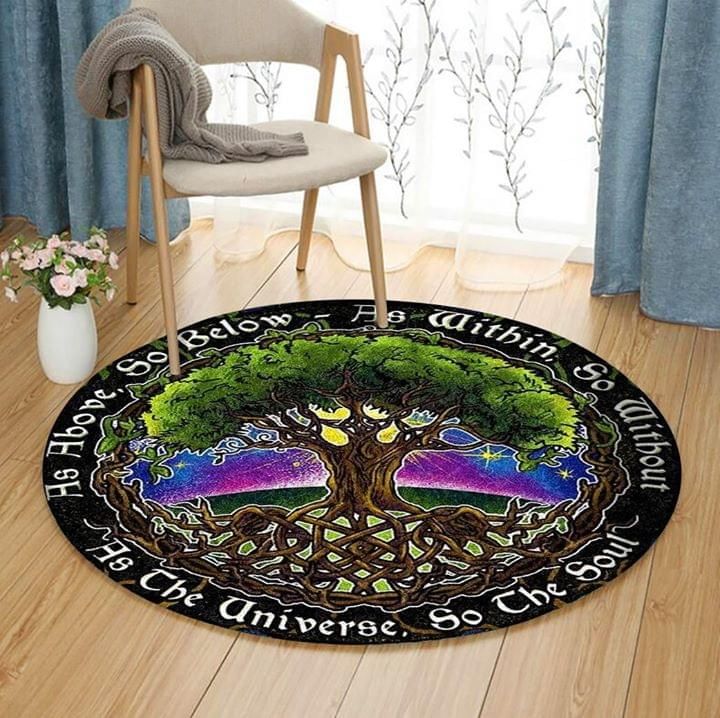 Celtic Tree Round Carpet As Above So Below As Within So Without