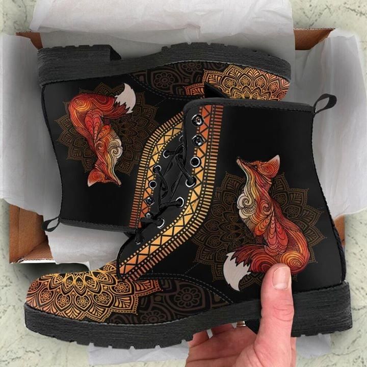 Fox Mandala Leather Boots PANLTB0001