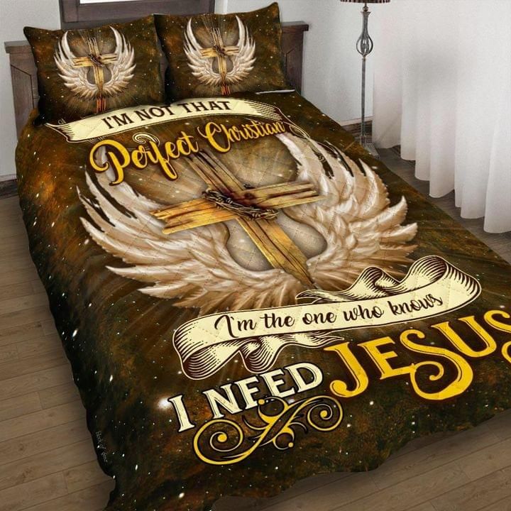 Christian Cross Wings Quilt Set I'm Not That Perfect Christian