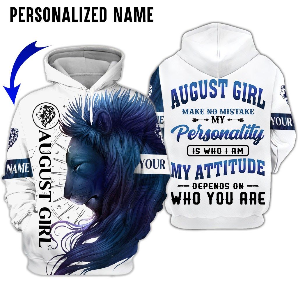 Personalized Lion 3D Hoodie August Girl Make No Mistake My Personality