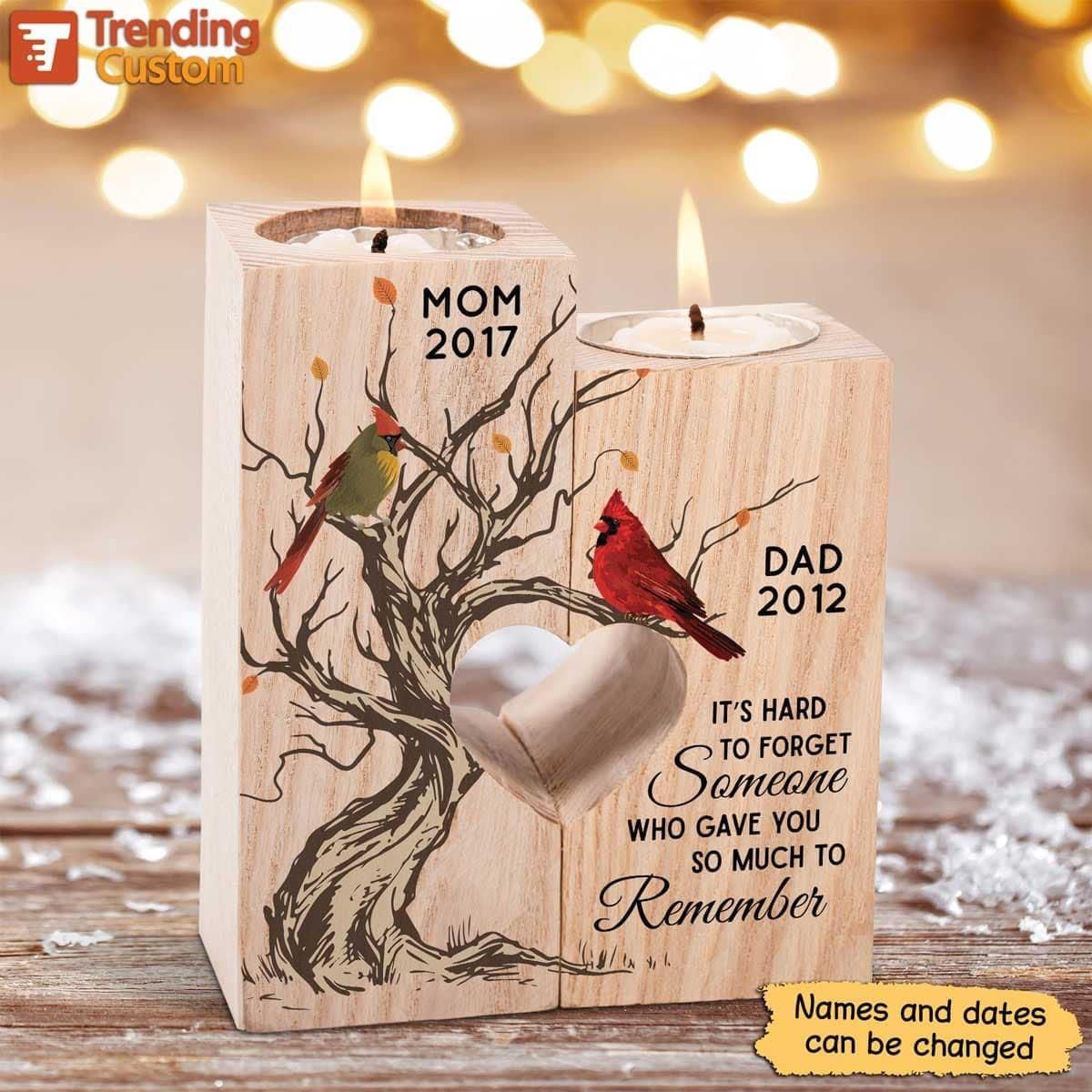 Personalized Hummingbird Mom & Dad Candle Holder