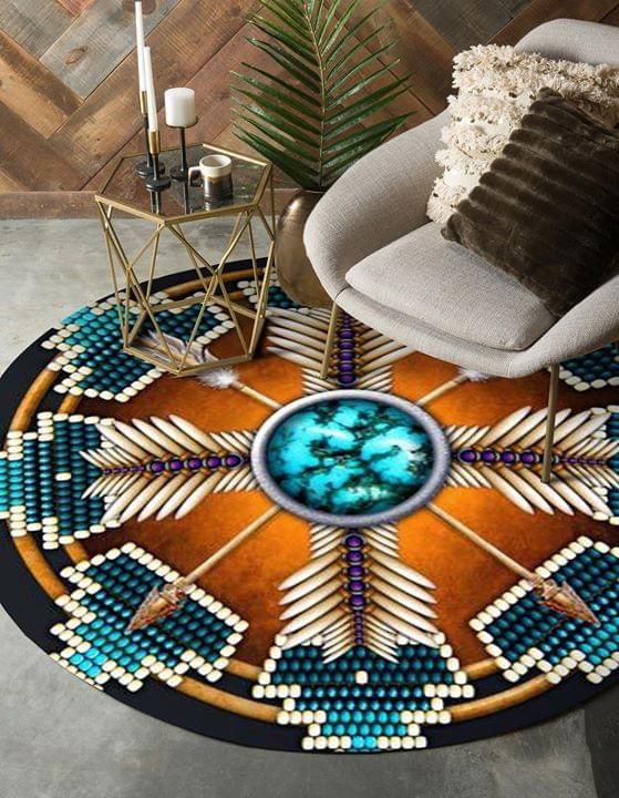 Native Pattern Earth Center Round Carpet