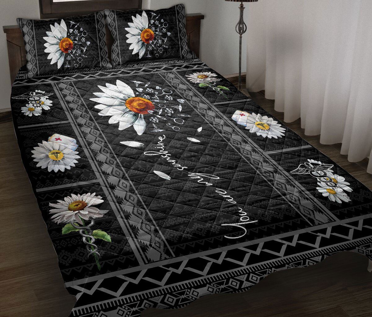 Daisy Flower Quilt Set You Are My Sunshine