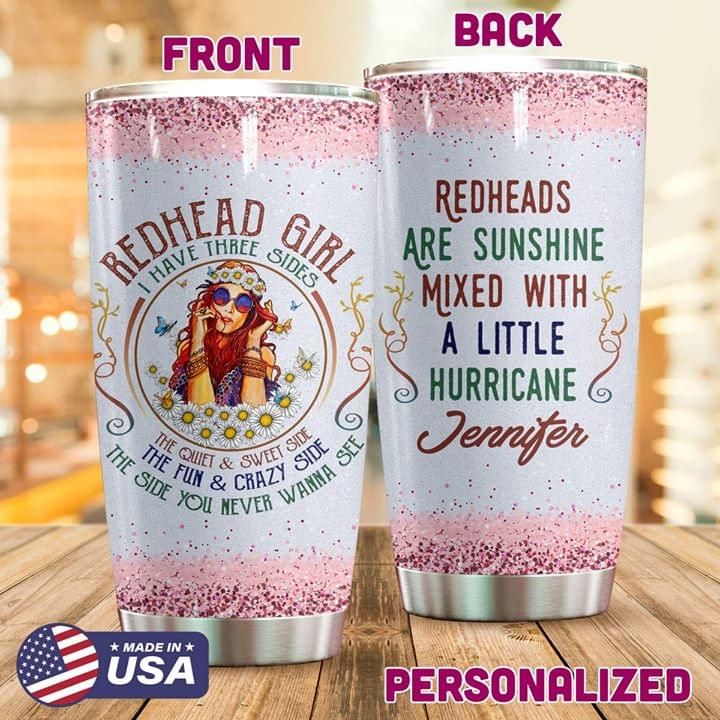 Personalized Redhead Girl Tumbler Redheads Are Sunshine Mixed With A Little Hurricane