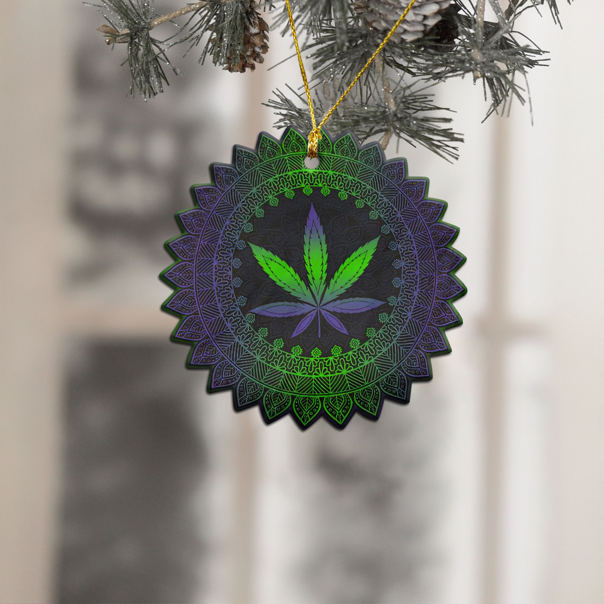 Weed Cannabis Leaf Mandala Ornament PANORPG0305