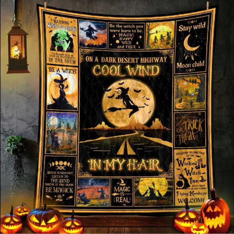 Witches Halloween Quilt On A Dark Desert Highway Cool Wind In My Hair PAN