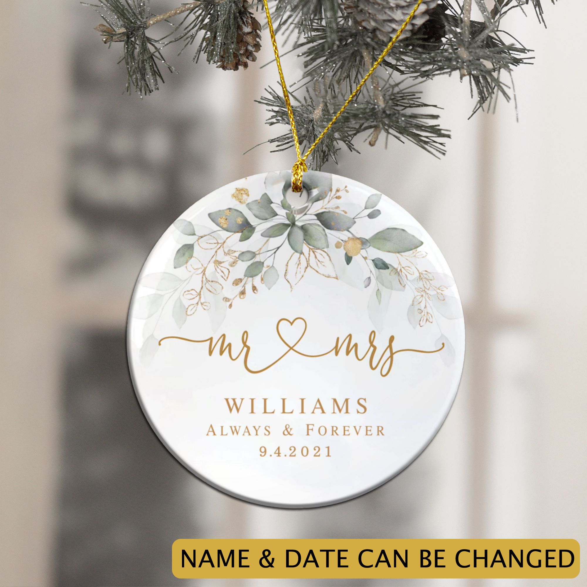 Personalized 2021 Our First Christmas Married Ornament Wedding Gift PANORN0053