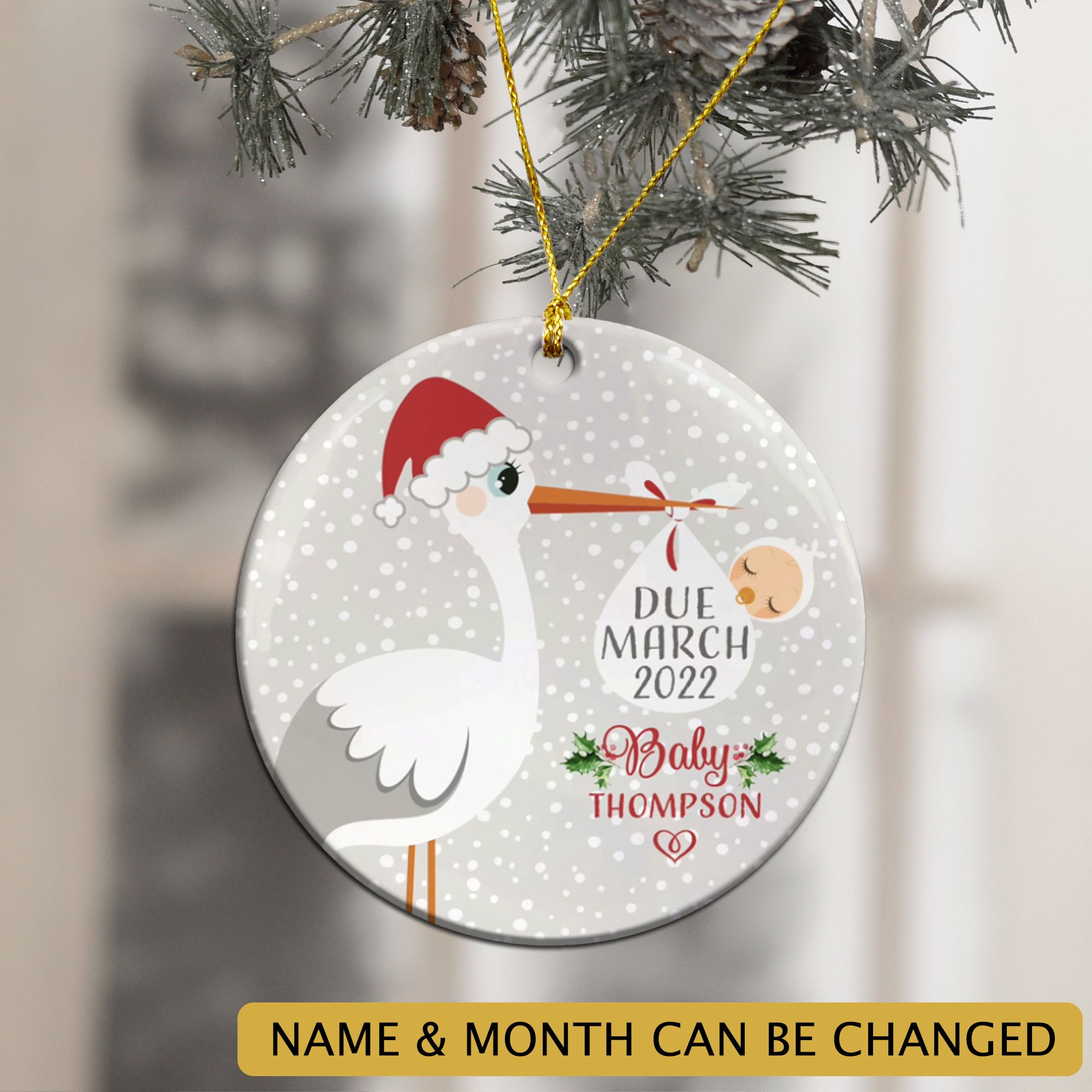 Personalized Pregnancy Baby Announcement Ornament PANORN0128