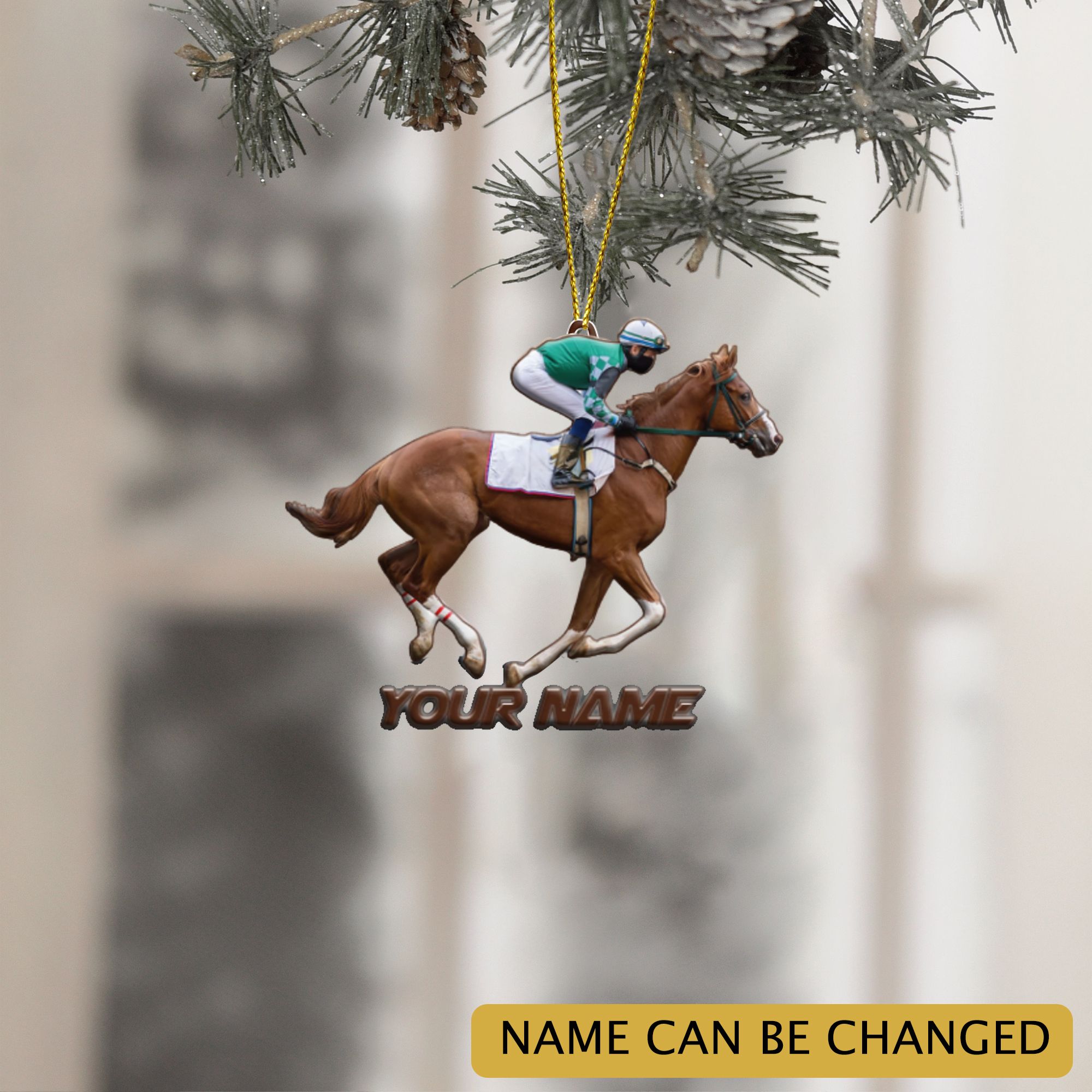 Personalized Name Horse Racing Christmas Ornament PANORPG0229