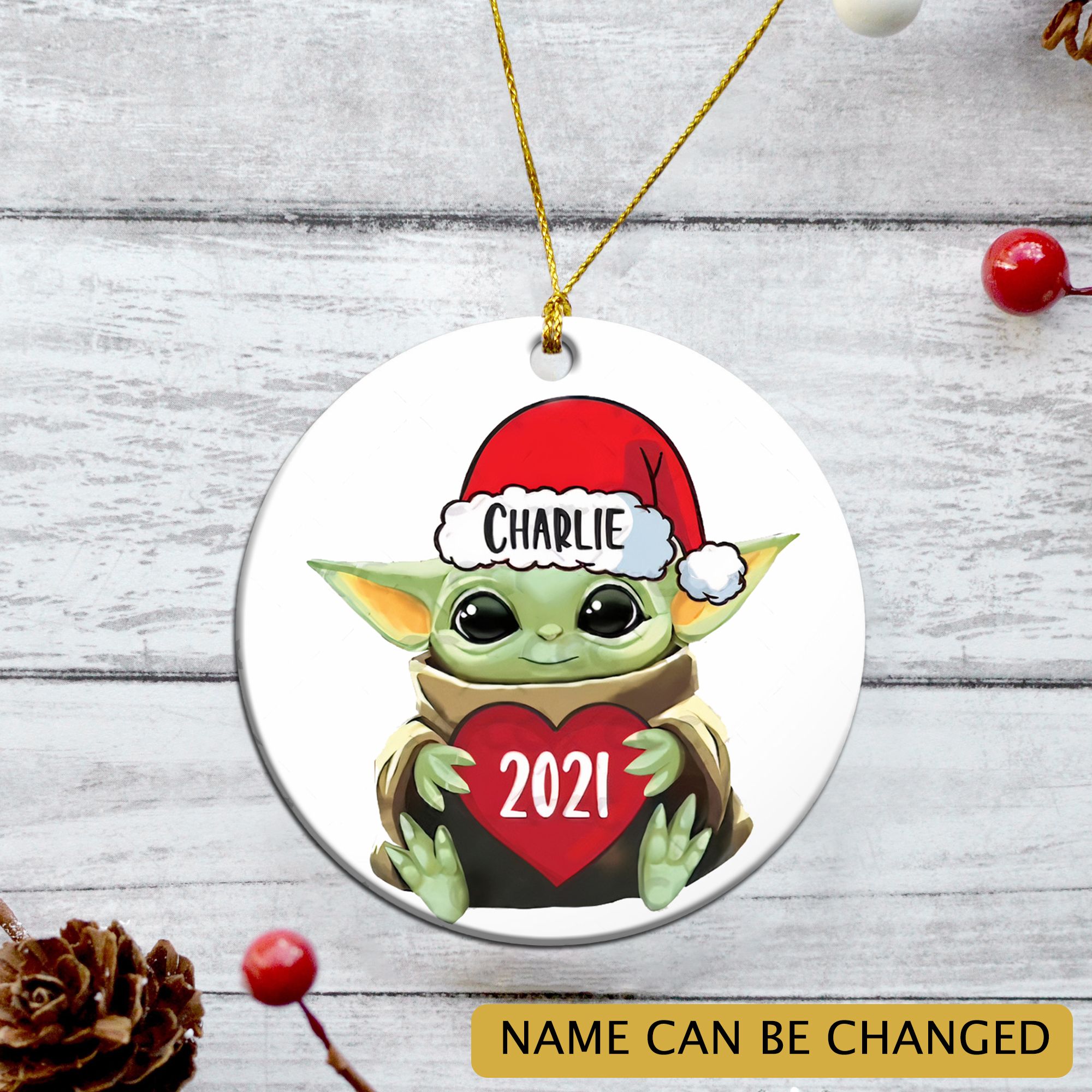 Personalized Baby Yoda Christmas 2021 Ornament PANORN0129